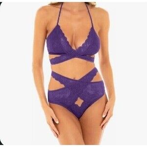 Oh la la Cheri Charlena Crossover Halter Bralette & High Rise Panty Set L/XL New